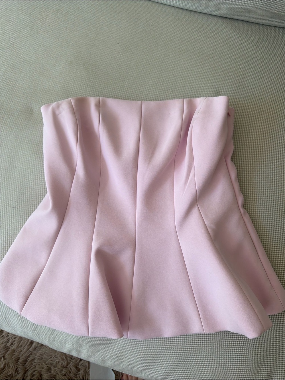 Strapless Pleated Mini Skirt - Light Pink